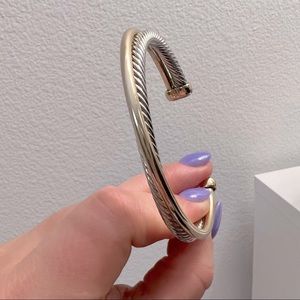 Gold & Silver Cable Crossover Cuff Bracelet